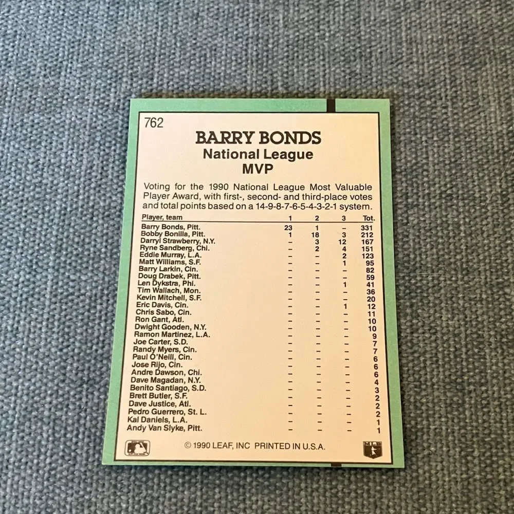 1991 Donruss Pittsburgh Pirates Award Winner Baseball Card Trading Card